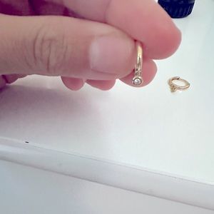 Catbird and Audrey Rose mini 14k gold Huggies with diamond dangle